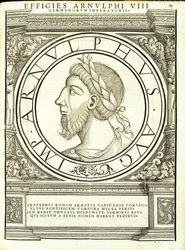 Arnulphus, ilustración de Imperatorum romanorum omnium orientalium et occidentalium verissimae imagines ex antiquis numismatis